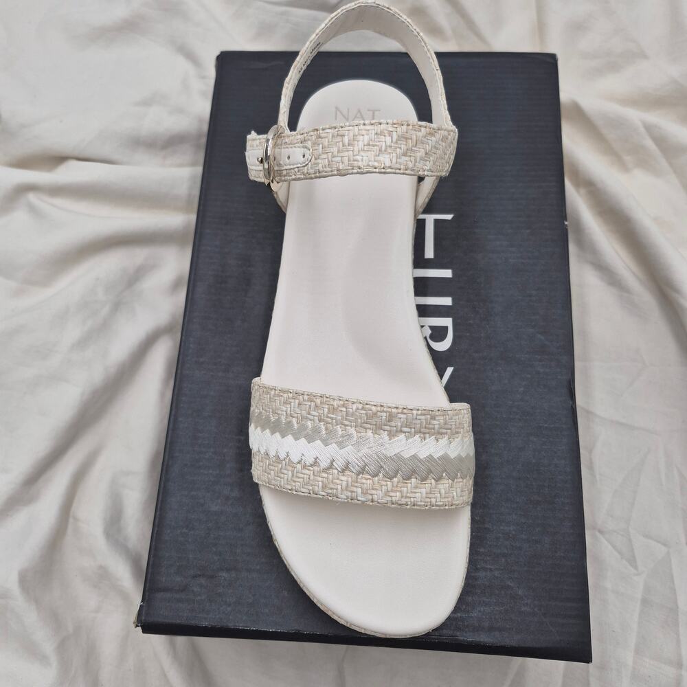 NEW Naturalizer Neila 2 espadrille platform sole wrapped raffia Sandal cream 9.5 - Picture 5 of 8